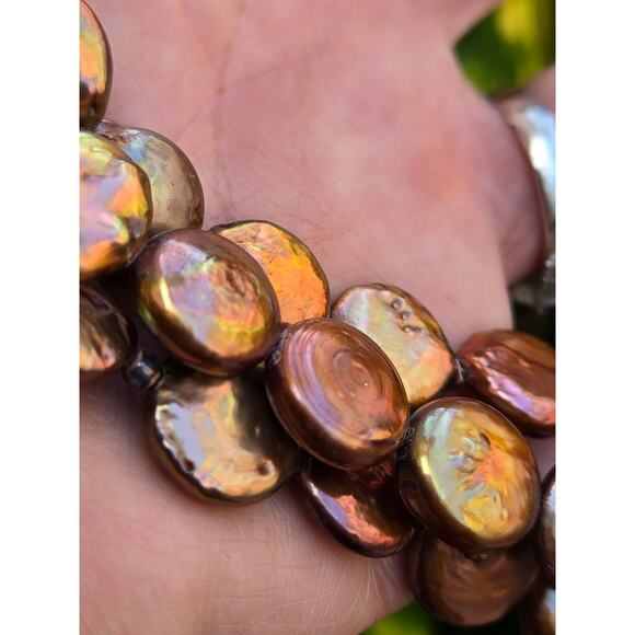 SILPADA 3 Strand Bronze Freshwater Pearl & Sterling Silver Necklace 16" Retired - Picture 5 of 10